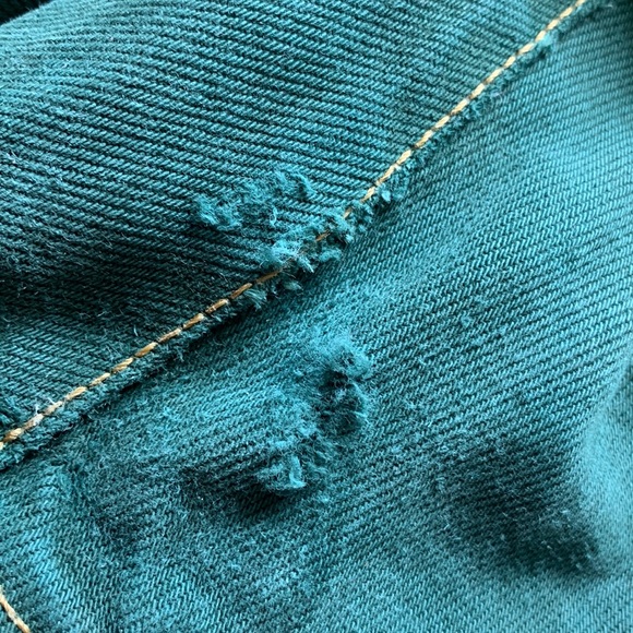 GUESS vintage 90s High rise high waist GREEN skinny denim jeans 25 waist - Picture 9 of 16